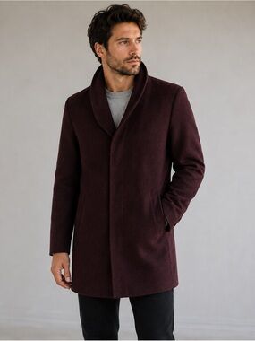 Jack & Jones Burgundy Wool Blend Peacoat Men’s Medium